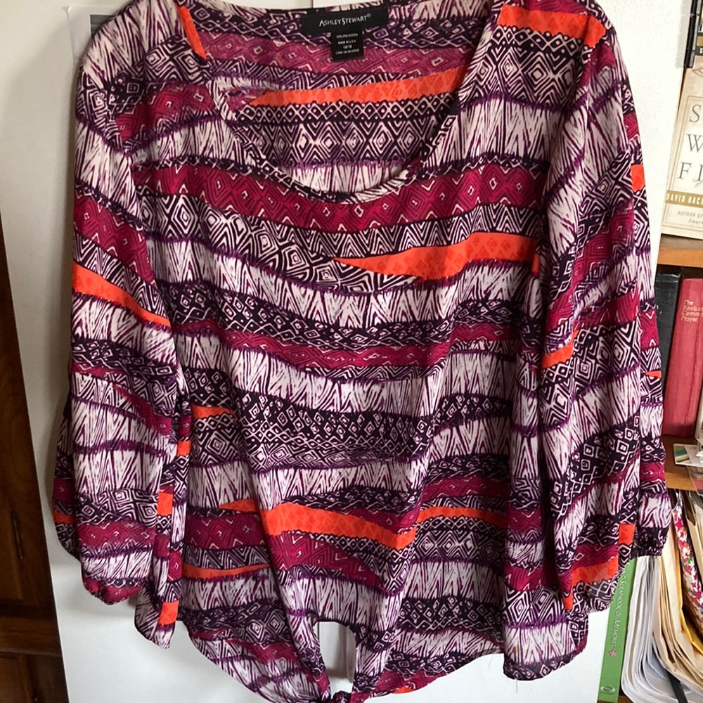 Ashley Stewart Tie Front Keyhole Top